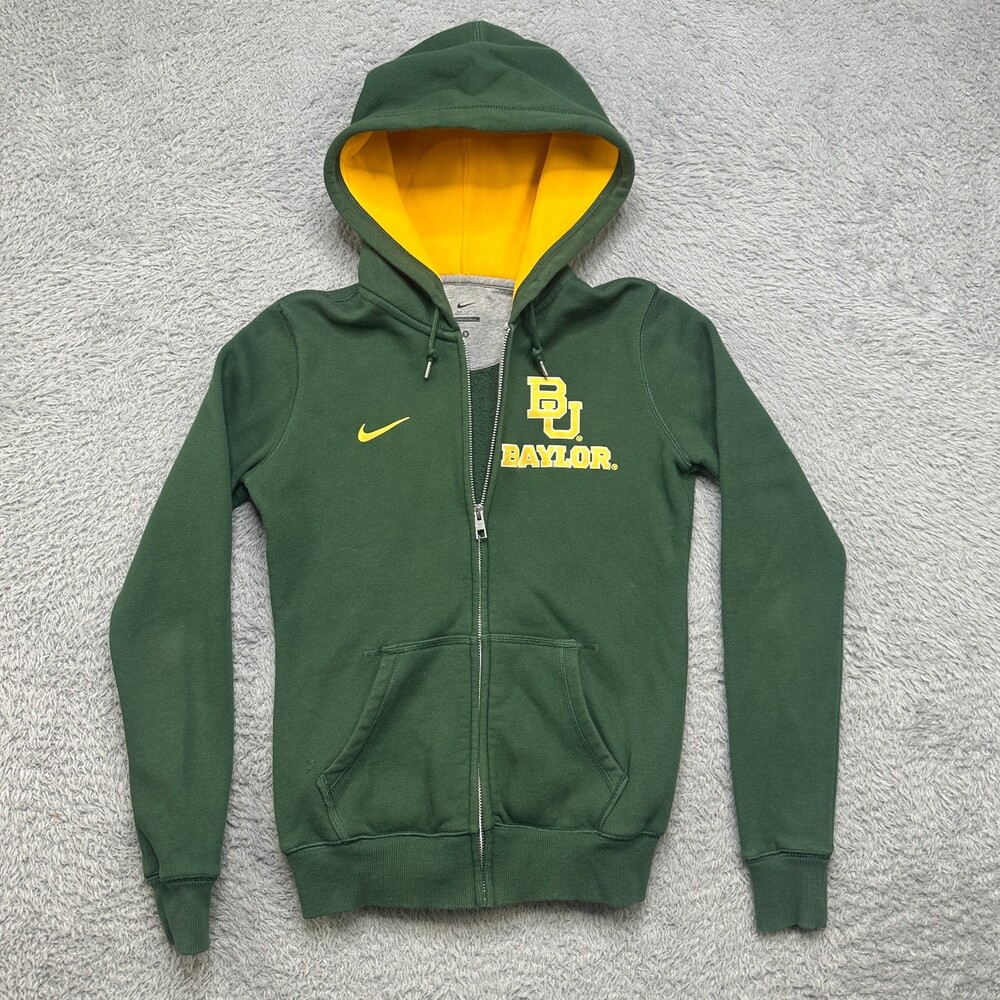Nike Baylor Jacket Womens S Green Full Zip Hoodie University Long Sleeve